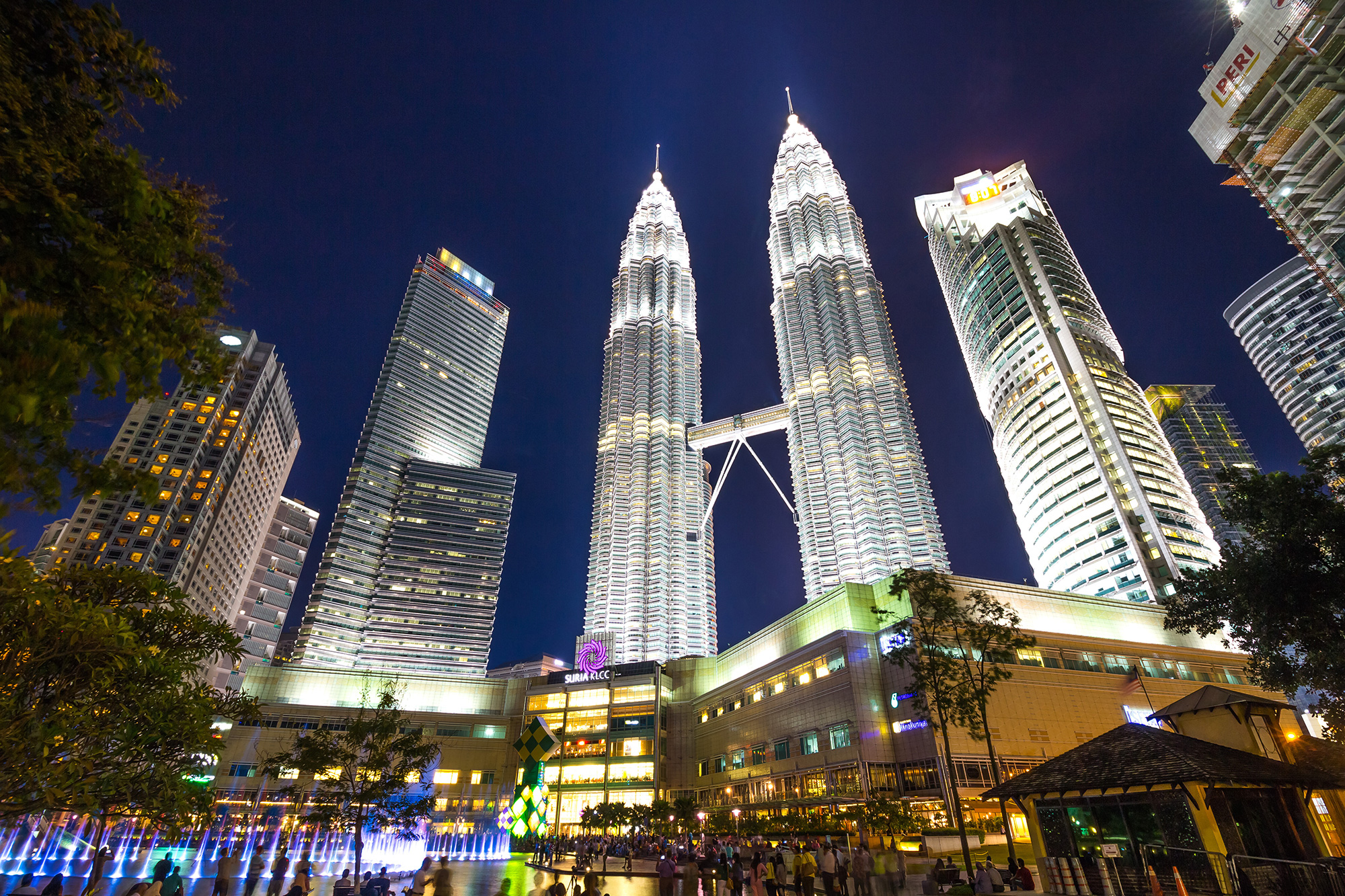 Petronas Twin Towers with Musical fountain at night in Kuala Lumpur, Malaysia from Shutterstock.com