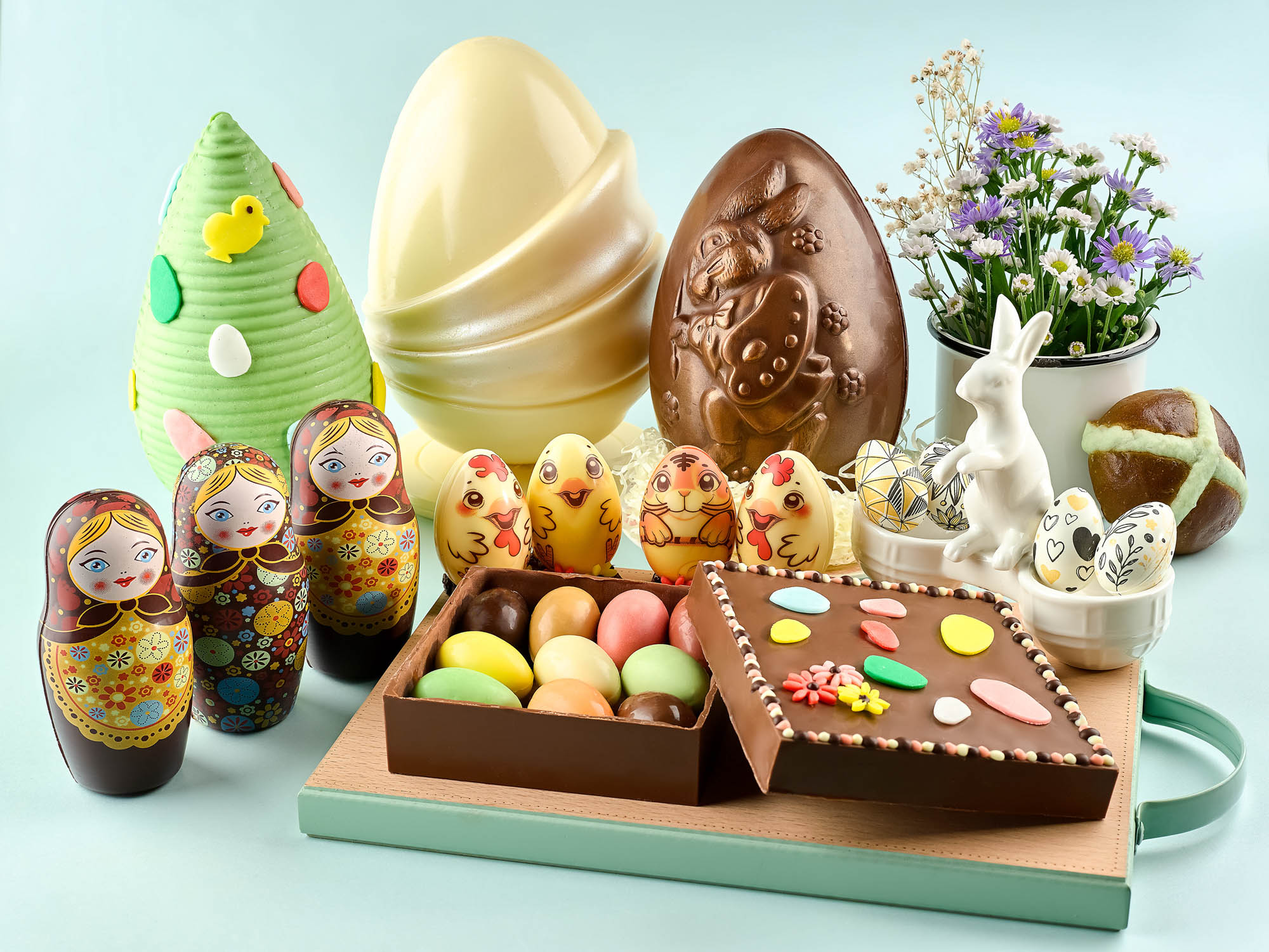 Easter Goodies (Chocolate Candy Box, Matriochka Dark Chocolate Matryoshka Dolls, White Chocolate Animal Eggs & Egg BB Scandinave) - Pan Pacific Singapore