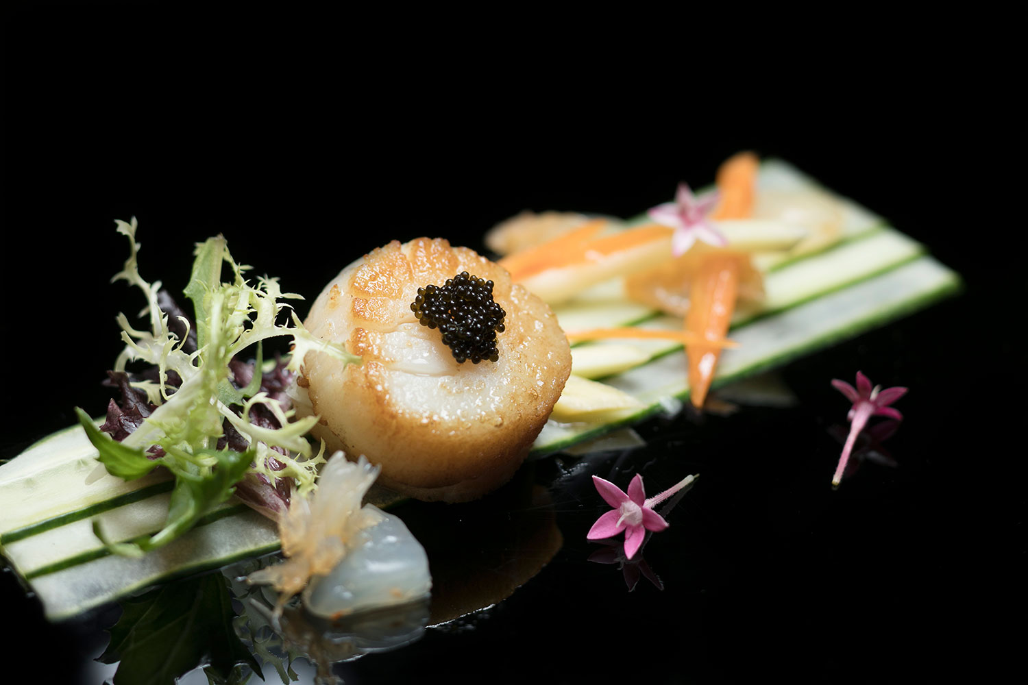 Pan Seared New Bedford Scallops with Jelly fish